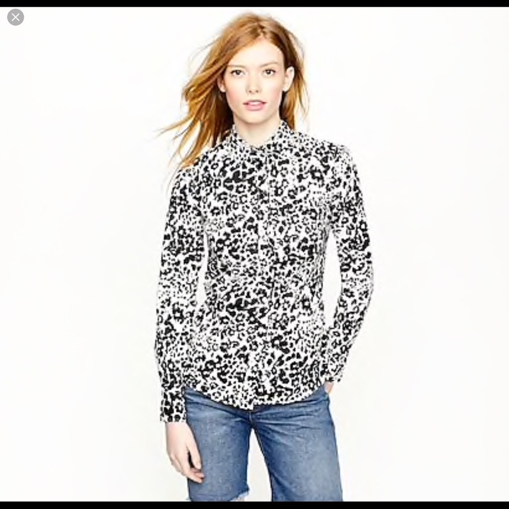 J Crew Snowcat Leopard Boy Buttondown